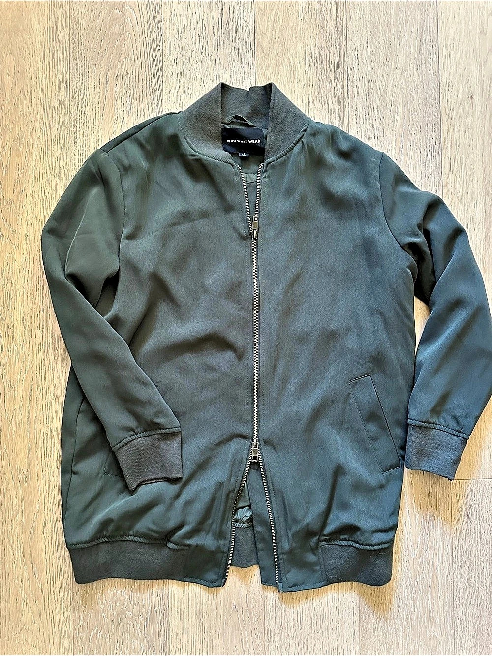 Who What Wear Green Bomber Jacket Size Small Like New